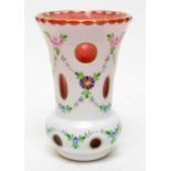 A Bohemian handpainted glass vase