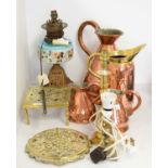 A selection of copper and brass ware