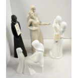 A selection of three Royal Doulton figures and another figure