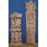 Two 20th Century Burmese carved wood sculptures