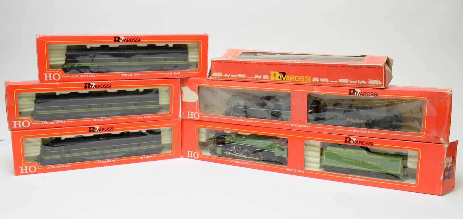 Six boxed Rivarossi HO-gauge trains.