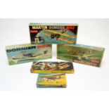 Five boxed Kleeware, Hawk & Gebr. Saller model construction kits.