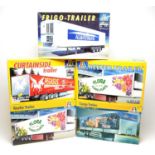 Five boxed Italeri scale model trailers.