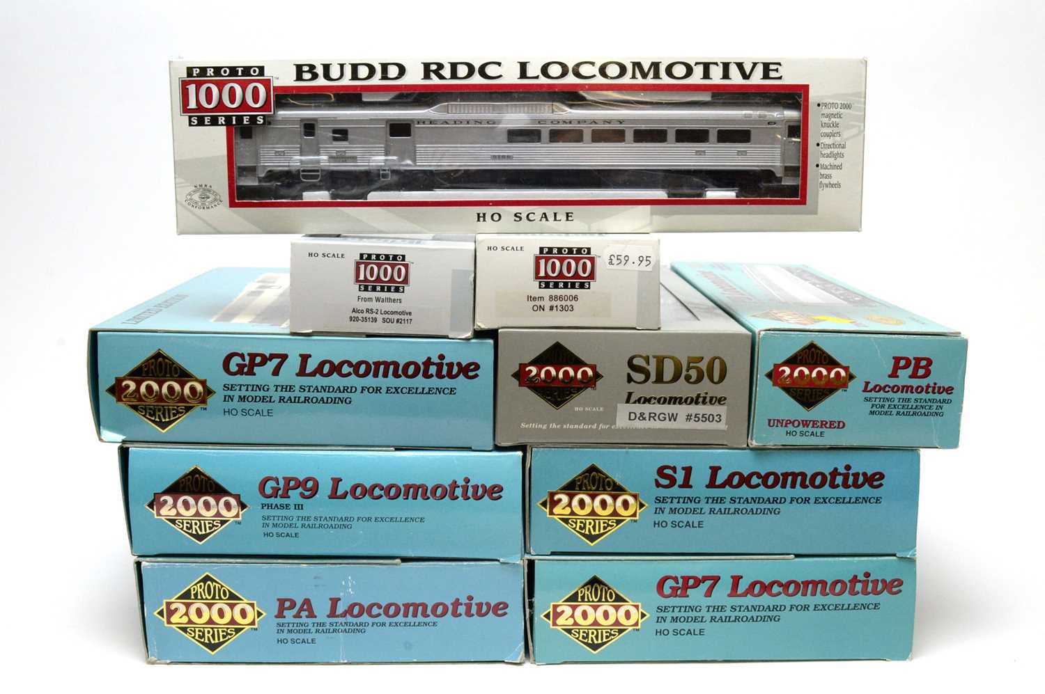 Eleven Proto 2000 Series limited edition HO-gauge trains.