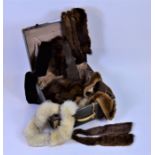 Suitcase containing collection of various fur tippets