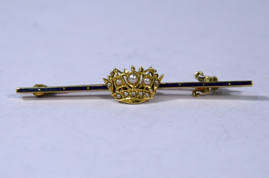 A pearl set Naval crown brooch - Image 2 of 3