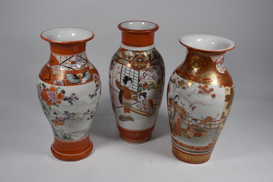 Three Japanese Meiji period Kutani vases