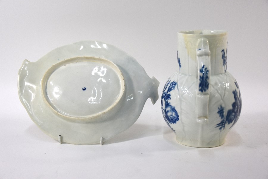 A First Period Worcester cabbage-leaf plate and jug - Image 3 of 11