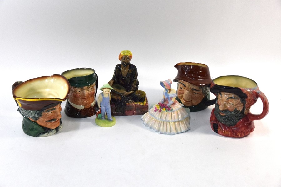 Royal Doulton - three figures and four character jugs