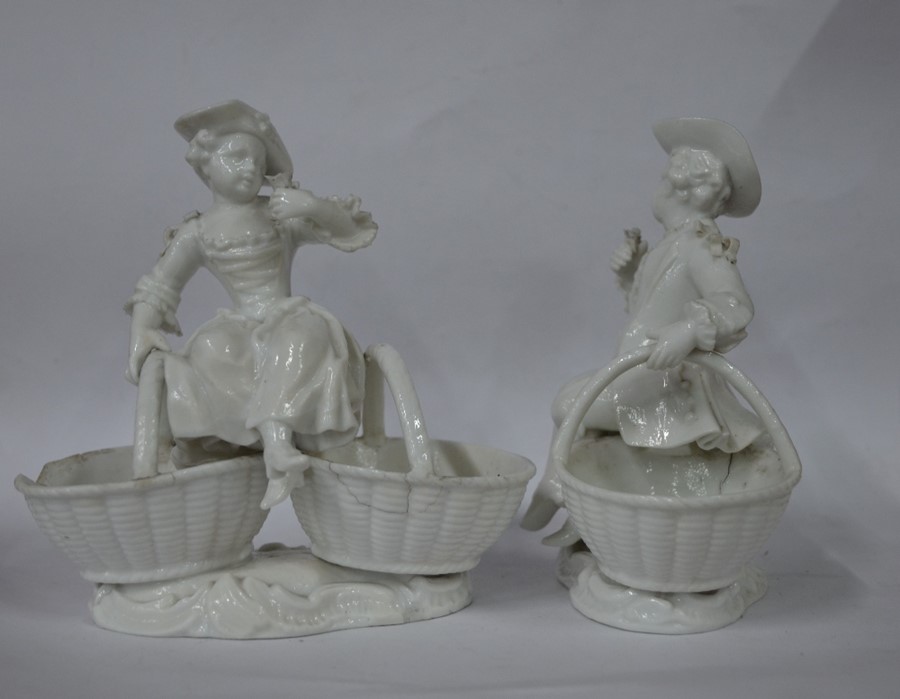 A pair of late 19th century Meissen blanc de chine porcelain cruets - Image 2 of 4