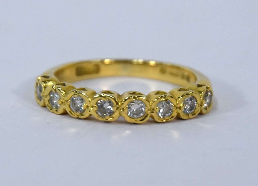 An 18ct yellow gold diamond set half eternity ring - Image 3 of 5