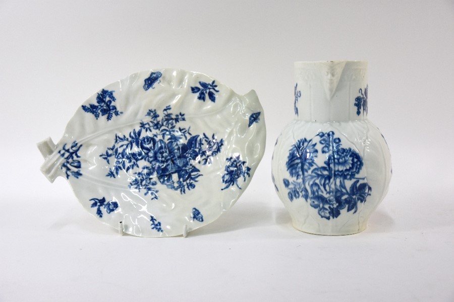 A First Period Worcester cabbage-leaf plate and jug - Image 2 of 11