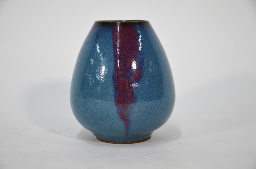 A Chinese Jun Yao style 'lotus-bud' water pot, blue purple splashed glaze - Image 2 of 4