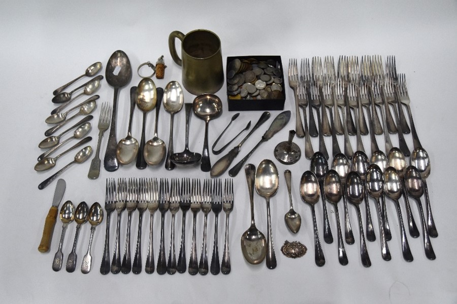 Set of EP Hanoverian flatware, etc. - Image 3 of 5