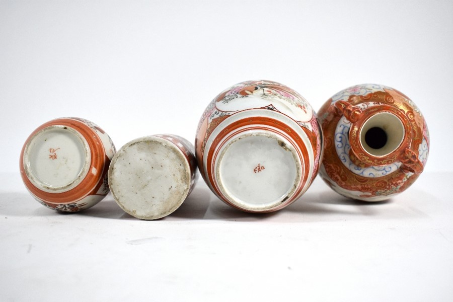 Four early 20th century Japanese Kutani vases - Image 3 of 3