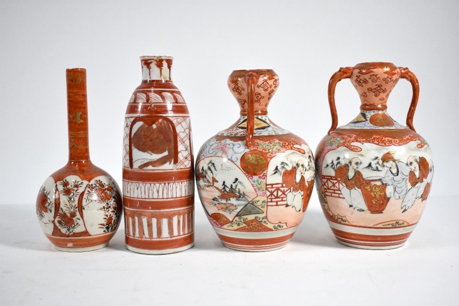 Four early 20th century Japanese Kutani vases - Image 2 of 3