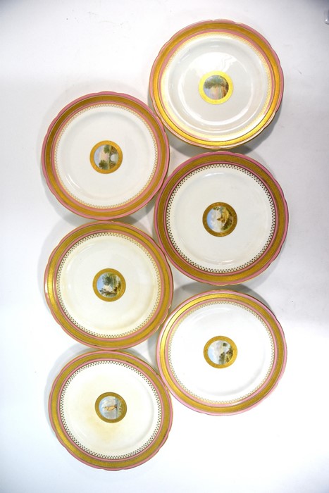 A set of six Victorian Minton china cabinet plates - Image 3 of 10