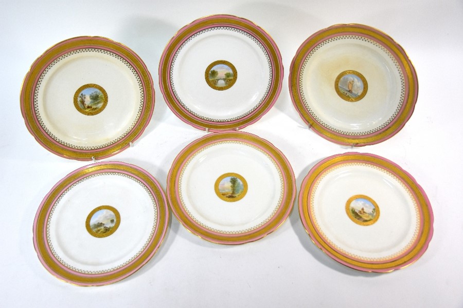 A set of six Victorian Minton china cabinet plates - Image 2 of 10