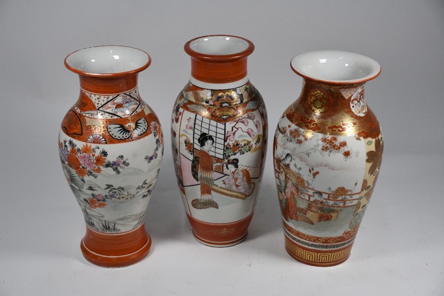 Three Japanese Meiji period Kutani vases - Image 2 of 6