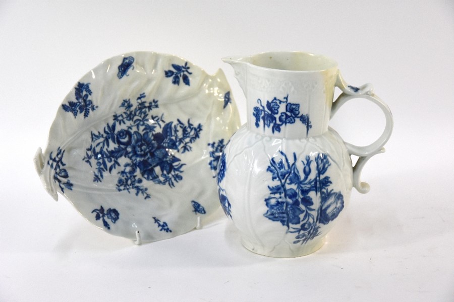 A First Period Worcester cabbage-leaf plate and jug