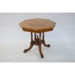A Victorian walnut centre table, octagonal top