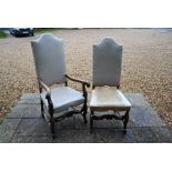 A set of six 17th century-style high-backed mahogany framed dining chairs