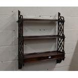 Mahogany three-tier wall shelves