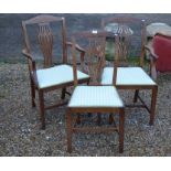 A pair of oak carver chairs to/w a matching side chair (3)