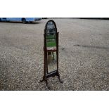 A mahogany framed bevelled cheval mirror