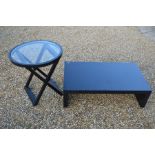 Two contemporary black laminate tables