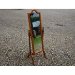 A modern pine framed cheval mirror