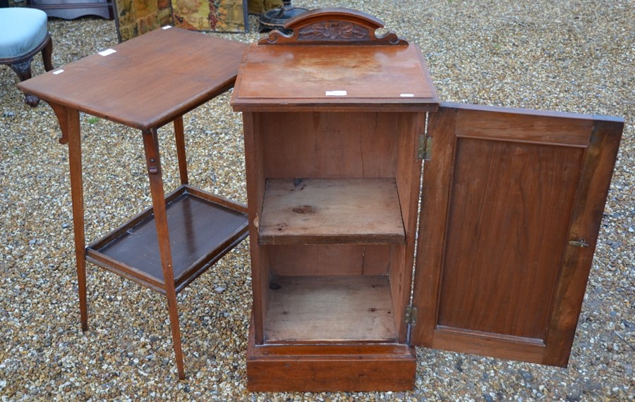 An Edwardian bedside cabinet to/w a two-tier occasional table (2) - Image 2 of 2