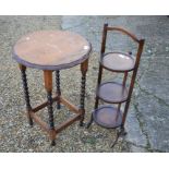 An oak occasional table to/w three-tier cake stand (2)