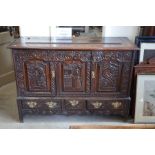 A 19th century Continental oak mule chest