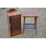 An Edwardian bedside cabinet to/w a two-tier occasional table (2)