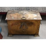 An Arts & Crafts rivetted brass coal box