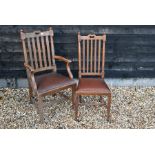 A set of five early 20th century oak dining chairs