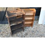 Two small oak open bookcases