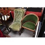 A Victorian mahogany framed nursing chair