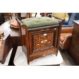 A late Victorian rosewood inlaid piano stool