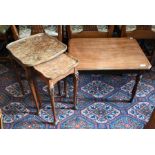 A nest of two walnut occasional tables and an Edwardian side table