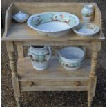 An antique pine two-tier wash stand