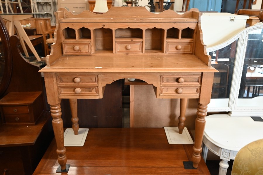 A stained pine desk