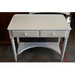 A pine cream painted two drawer hall table
