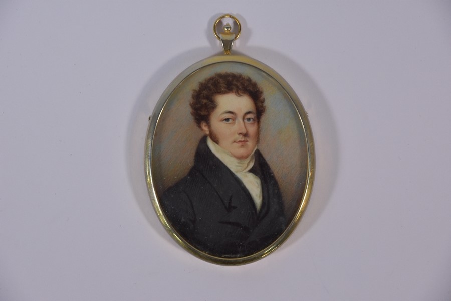 A Regency oval portrait miniature on ivory