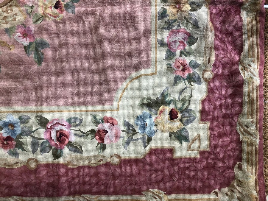 A traditional Aubusson wool needlepoint rug, 182 x 122 cm - Image 2 of 3
