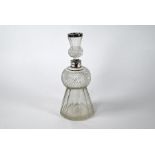 Victorian silver-mounted cut glass thistle-shaped whisky decanter