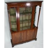 An Edwardian Sheraton Revival style inlaid satinwood display cabinet