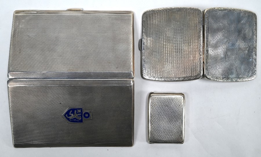 Naval interest: silver cigarette case, with another cigarettes case and matchbook cover - Image 3 of 6