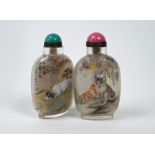 Two 20th century Chinese inside painted glass snuff bottles
